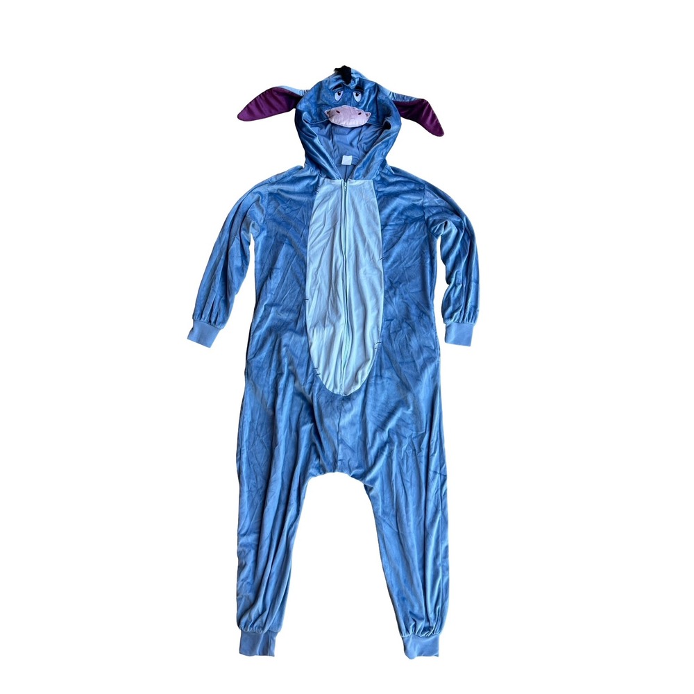 Disney Eeyore Winnie the Pooh Plush Hooded One-Piece Jumpsuit Costume Unisex S/M